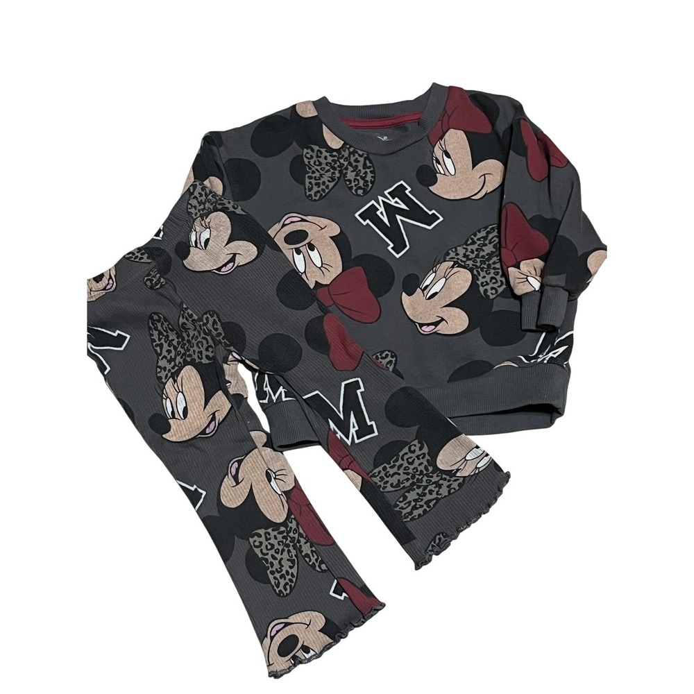Disney Minnie Mouse Toddler 18M Girls 2 piece Sweatshirt Flare Pants Outfit Cute